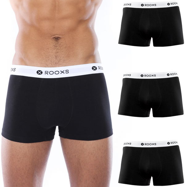 Rooxs Boxershorts Herren (3er Pack) Enge Männer Unterhosen schwarz