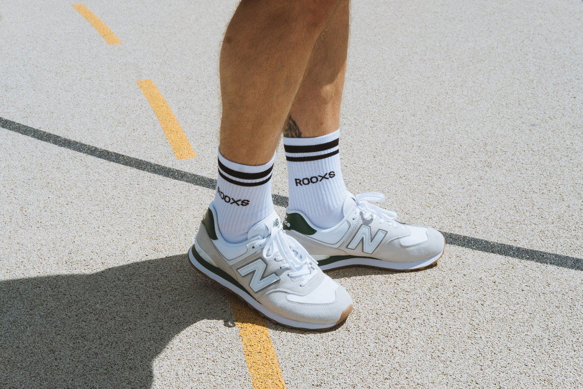 Retro Socken Tennissocken Sportsocken Weiß Hoche Socken mit Streifen