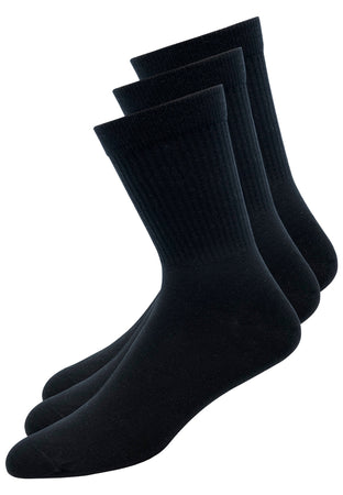 Retro Socken Herren & Damen (3x Paar) Tennissocken schwarz