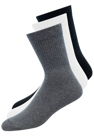 Retro Socken Herren & Damen (3x Paar) Tennissocken schwarz weiß grau