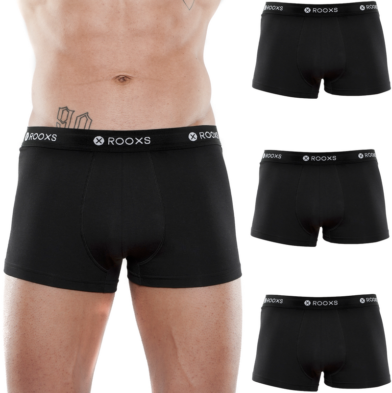 Rooxs Boxershorts Herren (3er Pack) Enge Männer Unterhosen schwarz