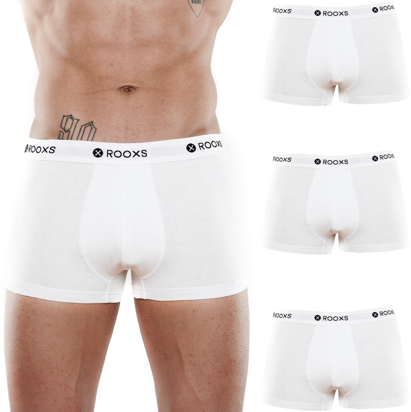 Rooxs Boxershorts Herren (3er Pack) Enge Männer Unterhosen weiß