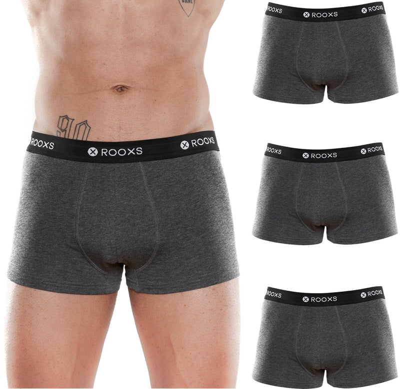 Rooxs Boxershorts Herren (3er Pack) Enge Männer Unterhosen grau